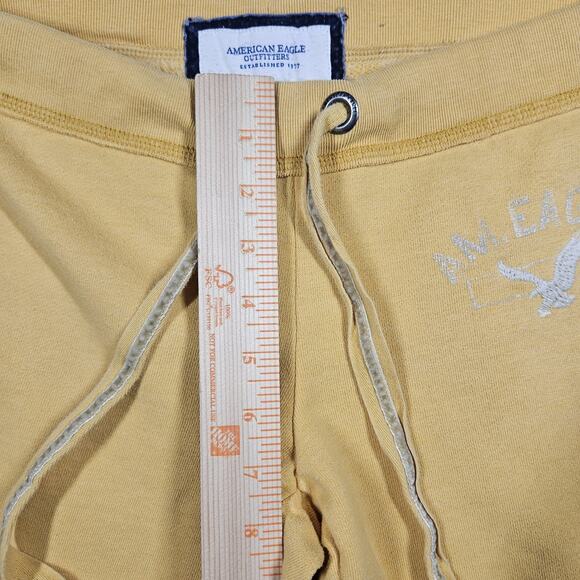 American Eagle Y2K Sweatpants Womens Medium Fleece Low Rise Yellow Mallcore - Picture 12 of 15
